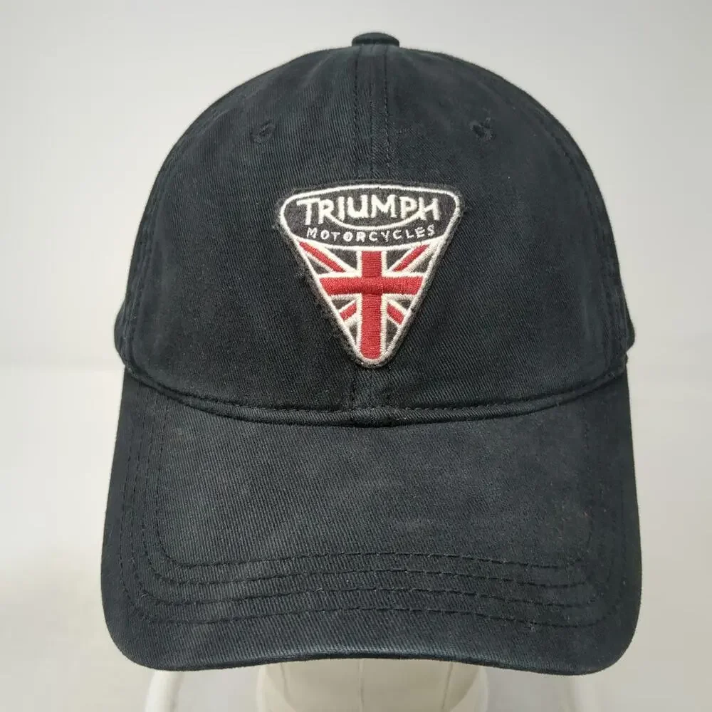 Lucky Brand Triumph Motorcycles Baseball Cap Black One Size Leather Strap Hat